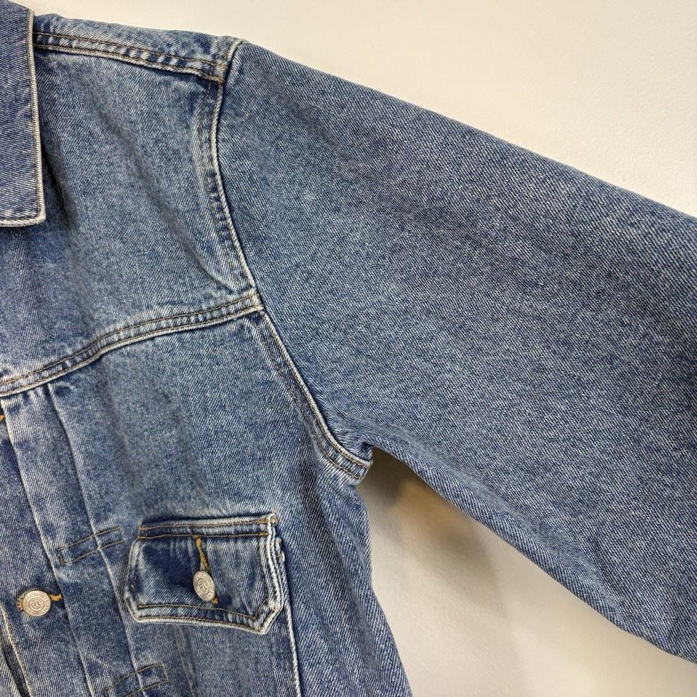 Vtg Ralph Lauren Polo Jeans Co Denim Jacket American Flag Patch Womens Sz L USA - Picture 6 of 14
